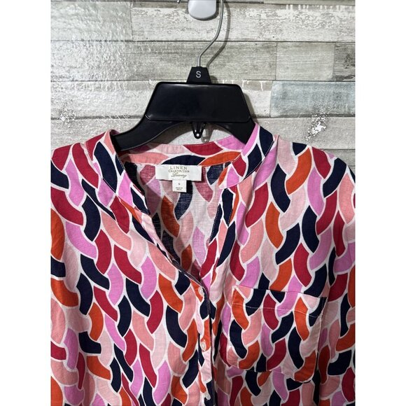 Women’s Linen Charter Club Blouse Multicolored Size Small - Picture 5 of 11
